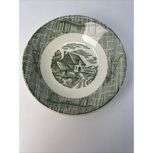 Scio Currier & Ives Berry Or Dessert Bowl Yoke & Plow Green